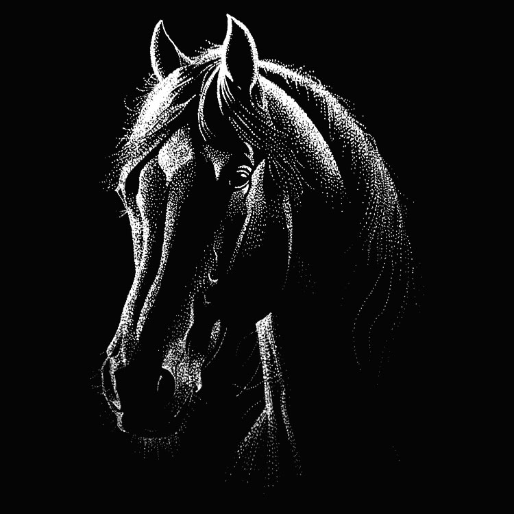caballo claro oscuro el puntillista